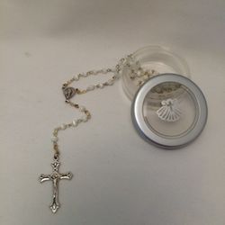 White Rosary With Baby Boy or Girl" itemprop="image