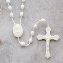 White Soft Plastic Cord Rosary" itemprop="image