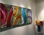 Multi Panel Abstract Rainbow Metal Wall Art, Home Decor, Design by Alex Kovacs - Wk189