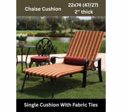 Universal Chaise Lounge Cushion With Fabric Ties: 22x74 (47/27) 2