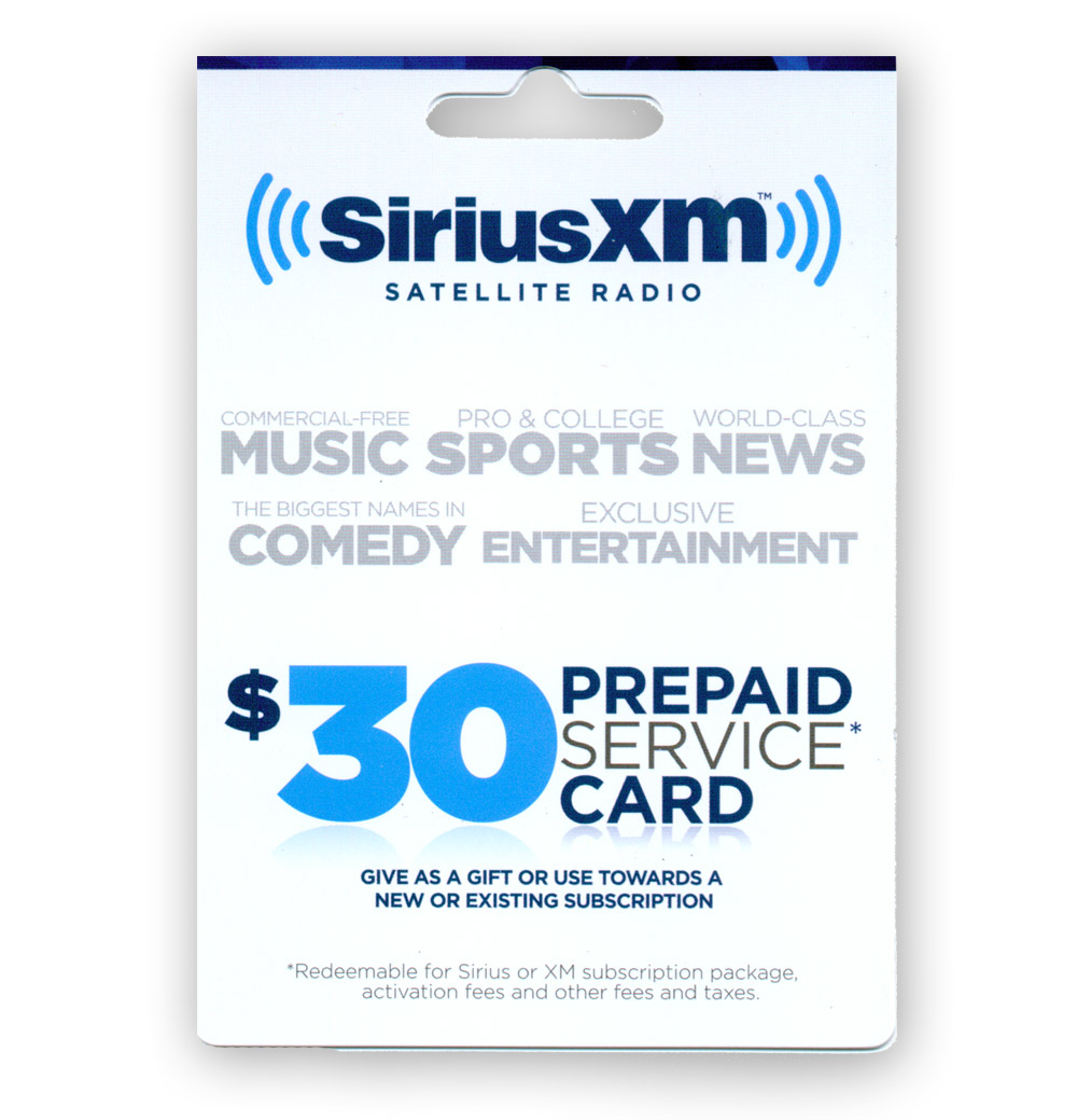 Sirius XM Satellite Radio $30 Prepaid Service Card