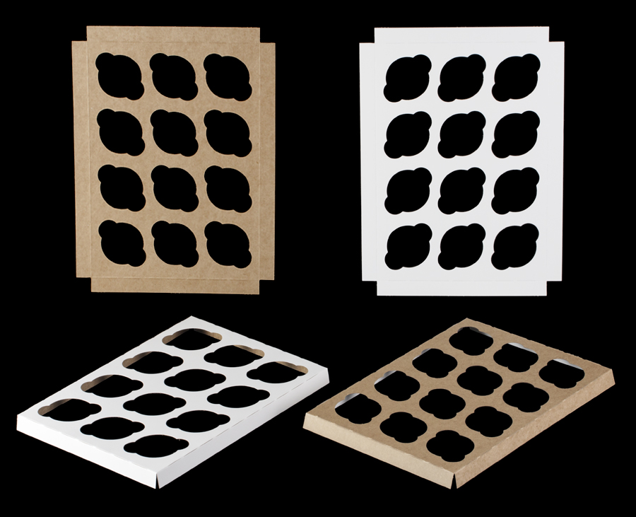 1498 - 14" x 10" x 7/8" 1-Dozen Standard Cupcake Insert, Reversible White/Brown