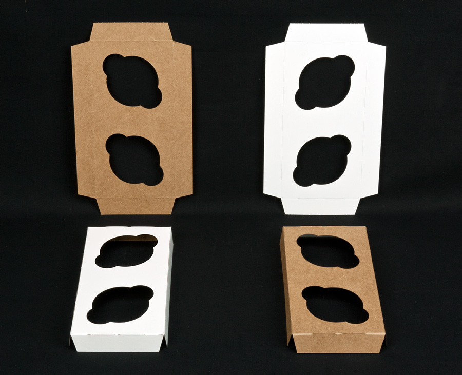 2243 - 8" x 4" x 7/8" 2-Count Standard Cupcake Insert, Reversible White/Brown