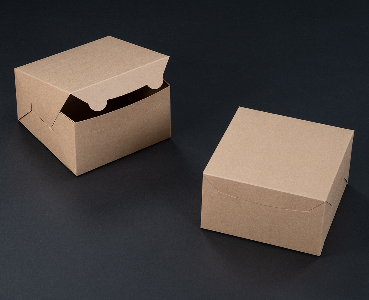 3590 - 7" x 7" x 4" Brown Lock & Tab Box without Window