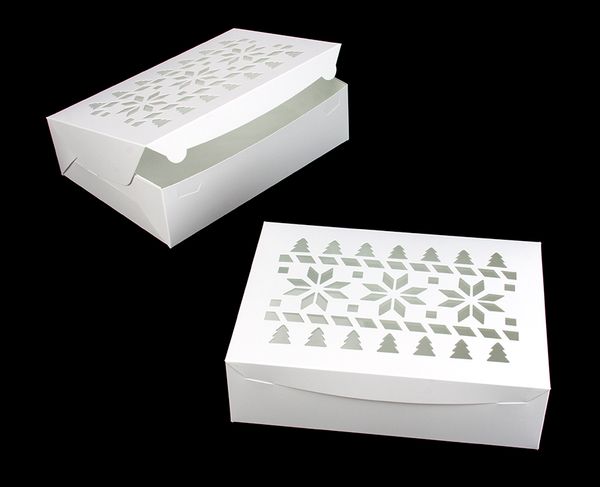 4186 - 14" x 10" x 4" White Christmas Sweater Window Lock & Tab Box
