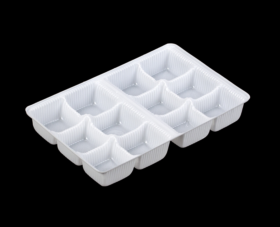 4198 7" x 4 3/8" x 7/8" White 12Cavity Candy Tray