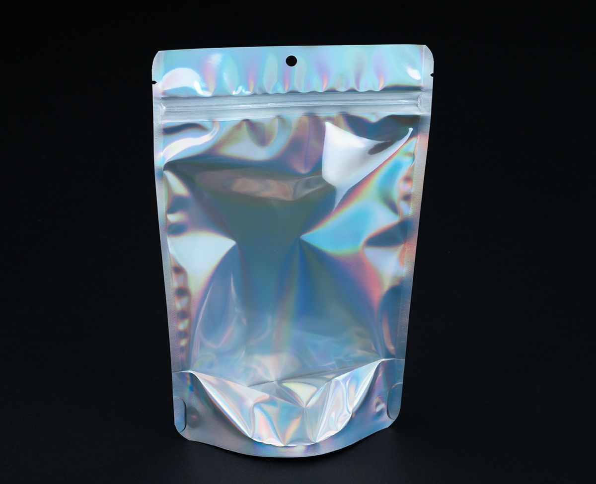 thumbnail image 2 of Assorted Multi-Color Foil Mylar Stand-Up Zipper Pouches – Matte With Hang Hole & Window 2 of 5