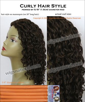 Curly Hair Style - permed with 5/8" (1.60cm) diameter bendy rollers