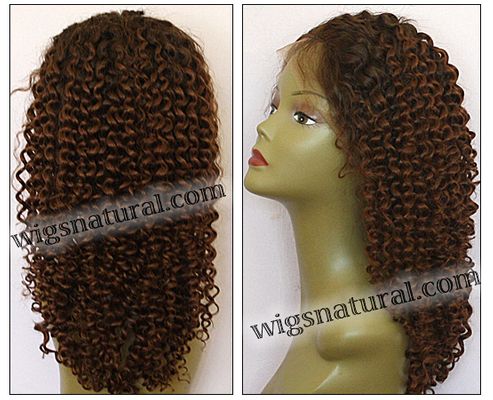 Custom T-Virgins wig, model TVWST-CBrown-tightCurl-22T3B-22, European virgin hair lace wig, Brazilian virgin hair Lace wig, Chinese virgin hair lace wig