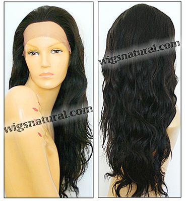 Elegante Wig Collection, Brazilian Remy Human Hair, 4"x4" Silk Base Lace Front Wig, Hairstyle HL Rosalie, Color shown natural black