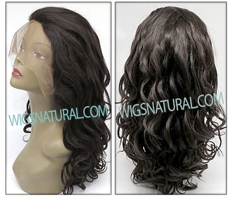 Elegante Wig Collection, Brazilian Remy Human Hair, Full Hand Tied Swiss Lace Wig, Hairstyle HL Claudia, Color shown natural black