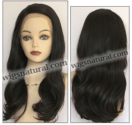 Elegante Wig Collection, Brazilian Remy Human Hair, Side Part Lace Front Wig, Hairstyle HL Elaina, Color shown natural black