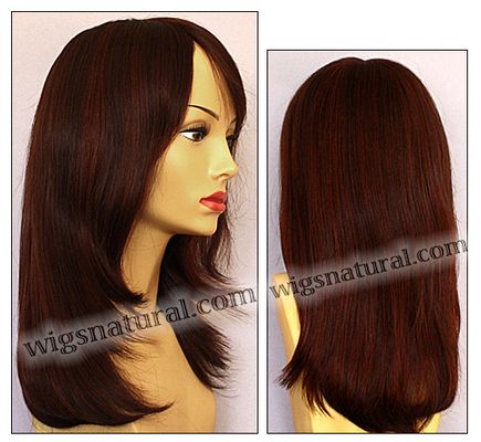 Envy mono top wig Madison, color shown dark red