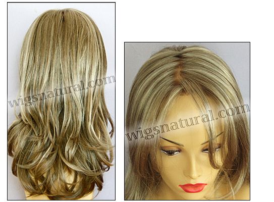 Envy mono top with lace front wig Bobbi, color shown ginger cream