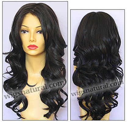 Envy mono top with lace front wig Brianna, color shown dark brown Envy mono top with lace front wig Brianna, color shown dark brown