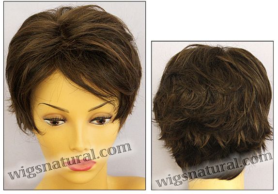 Envy mono top with lace front wig Micki, color shown medium brown Envy mono top with lace front wig Micki, color shown medium brown