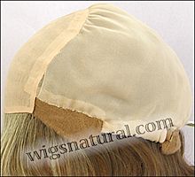 Kylie Envyhair wig, Mono top hand-tied sides and back, color shown almond breeze