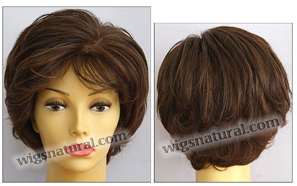 Kylie Envyhair wig, Mono top hand-tied sides and back, color cinnamon raisin