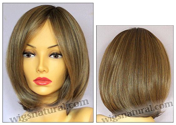 Lynsey Envyhair wig, Mono top, Lace front, Wefted sides and back, color shown toasted sesame