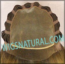 Lynsey Envyhair wig, Mono top, Lace front, Wefted sides and back, color shown toasted sesame