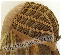 Taryn Envyhair wig, Mono top with wefted sides and back, color shown dark blonde