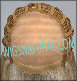 Taryn Envyhair wig, Mono top with wefted sides and back, color shown light blonde