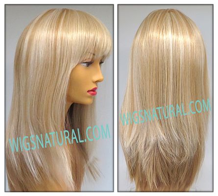 Taryn Envyhair wig, Mono top with wefted sides and back, color shown light blonde