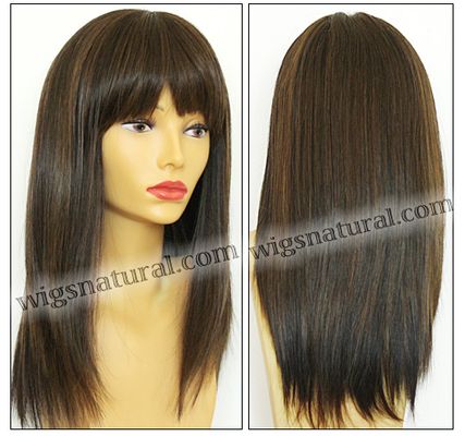Taryn Envyhair wig, Mono top with wefted sides and back, color shown medium brown