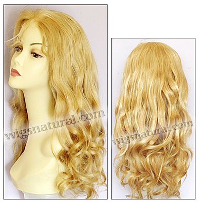 Full Hand-tied Monofilament wig, Virgin Brazilian Remy Hair, virgin European remy hair, or virgin Asian hair, wig style VWMN-GBlond-bodyCurl-12GHL14-24