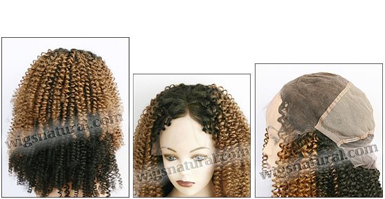 Full lace wig, virgin Brazilian hair, virgin Mongolian hair, virgin Malaysian hair, virgin Chinese hair, style VW-GLBrown-Curly-8Top1B-30