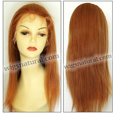 Glueless Lace Front Wig, Virgin European hair or virgin Brazilian hair, style VWGL-Copper-silkStraight-M25x26-20