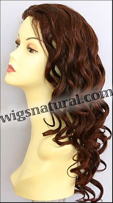 Glueless Lace Front Wig, Virgin European hair, virgin Brazilian hair, or virgin Asian hair, style VWGL-Auburn-BodyCurl-30HL31-24
