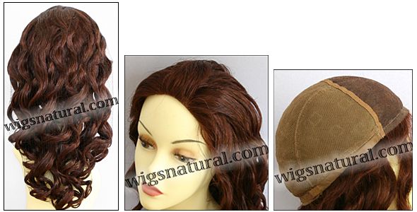 Glueless Lace Front Wig, Virgin European hair, virgin Brazilian hair, or virgin Asian hair, style VWGL-Auburn-BodyCurl-30HL31-24