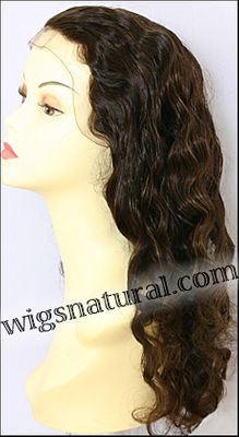 Glueless Lace Front Wig, Virgin European hair, virgin Brazilian hair, or virgin Asian hair, style VWGL-MBrown-BodyCurl-22HL4-22
