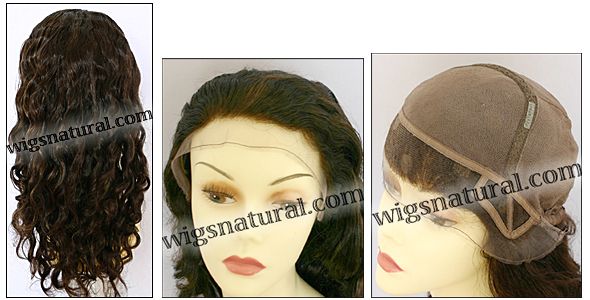 Glueless Lace Front Wig, Virgin European hair, virgin Brazilian hair, or virgin Asian hair, style VWGL-MBrown-BodyCurl-22HL4-22