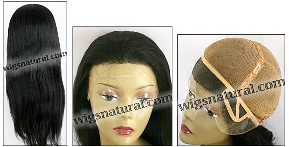 Glueless Lace Wig, Indian remy hair wig, style WNGL-LightYaki-1B-22, in stock Glueless Lace Wig, Indian remy hair wig, style WNGL-LightYaki-1B-22, in stock