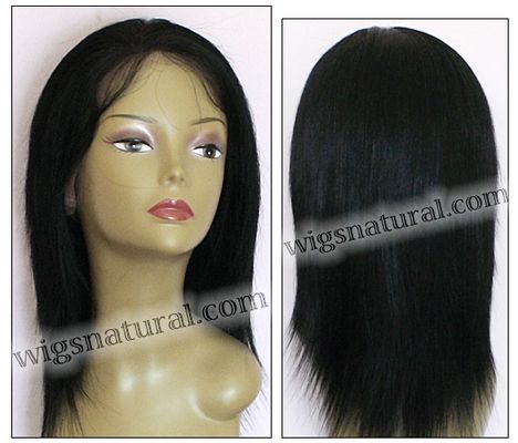 Glueless Lace Wig, Indian remy hair wig, style WNGL-SStraight-1B-16, in stock