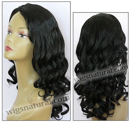 Glueless Lace Wigs, Full Hand-Tied Lace Front Wigs, Indian remy hair, style WNGL-BodyCurl-1B-22, Custom