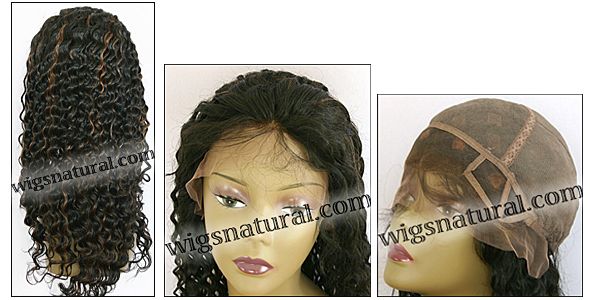 Glueless Lace Wigs, Full Hand-Tied Lace Front Wigs, Indian remy hair, style WNGL-VeryWavy-30HL1B-24, Custom Glueless Lace Wigs, Full Hand-Tied Lace Front Wigs, Indian remy hair, style WNGL-VeryWavy-30HL1B-24, Custom