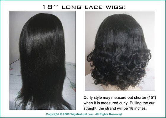 Hair Length Measurement for Full Hand-tied Lace Wigs and Monofilament Wigs - the measurement is always given when the hair is straight