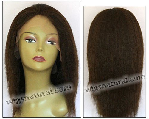 Lace front wigs full hand-tied, Glueless lace wigs, Indian remy hair, style WNLF-kinkyStraight-M2x3x4-16, Custom