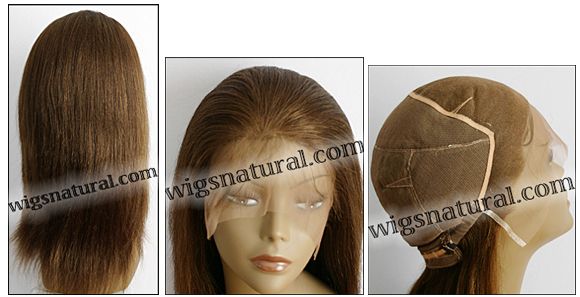 Lace front wigs full hand-tied, Glueless lace wigs, Indian remy hair, style WNLF-YakiStraight-4-16, Custom