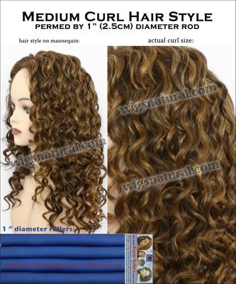 Medium Curl Hair Style - permed by 1" (2.5 cm) diameter rod