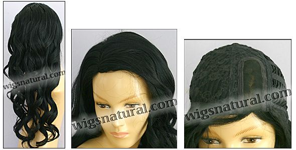 Monofilament wig, BOBBI BOSS Lace mono top wig Shasha, Heat-proof Synthetic hair, color shown #1