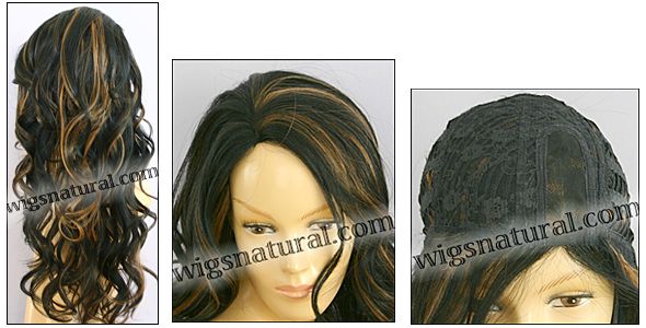 Monofilament wig, BOBBI BOSS Lace mono top wig Shasha, Heat-proof Synthetic hair, color shown FS1B/27