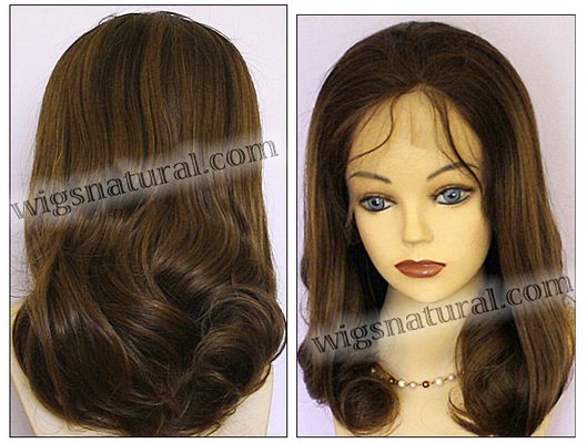 Silk top full lace wig, or Full lace wig, Virgin European hair, or virgin Brazilian hair, style VW-MBrown-Twavy-4T2B-18