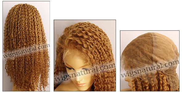 Silk top full lace wig, or Full lace wig, Virgin European hair, virgin Brazilian hair, or virgin Asian hair, style VW-CBlond-TightCurl-B26H14L10N-26