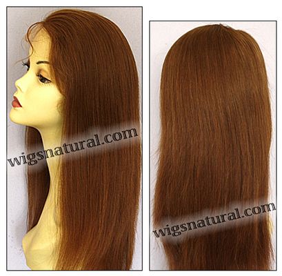 Silk top full lace wig, or Full lace wig, Virgin European hair, virgin Brazilian hair, or virgin Asian hair, style VW-CBrown-TidyStraight-M22x24-18