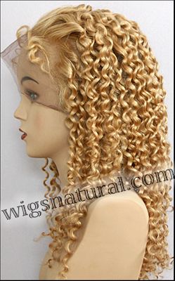 Silk top full lace wig, or Full lace wig, Virgin European hair, virgin Brazilian hair, or virgin Asian hair, style VW-CMGBlond-Curly-14M26-22