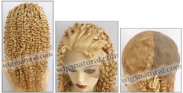 Silk top full lace wig, or Full lace wig, Virgin European hair, virgin Brazilian hair, or virgin Asian hair, style VW-CMGBlond-Curly-14M26-22